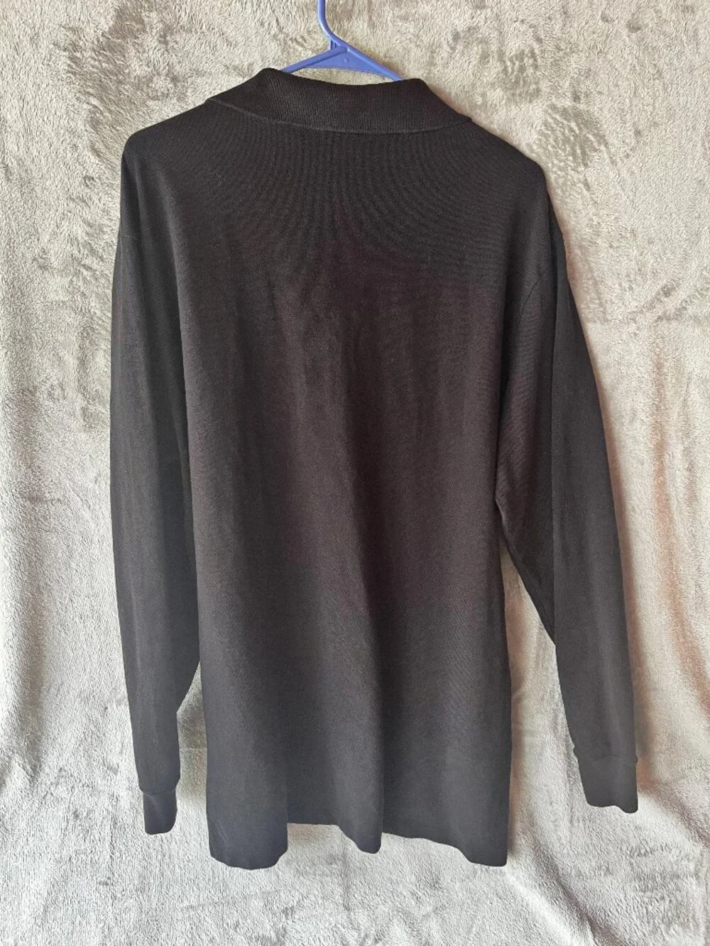 Polo Ralph Lauren Mens Long Sleeve Polo Shirt Black Pique Knit White Pony LT